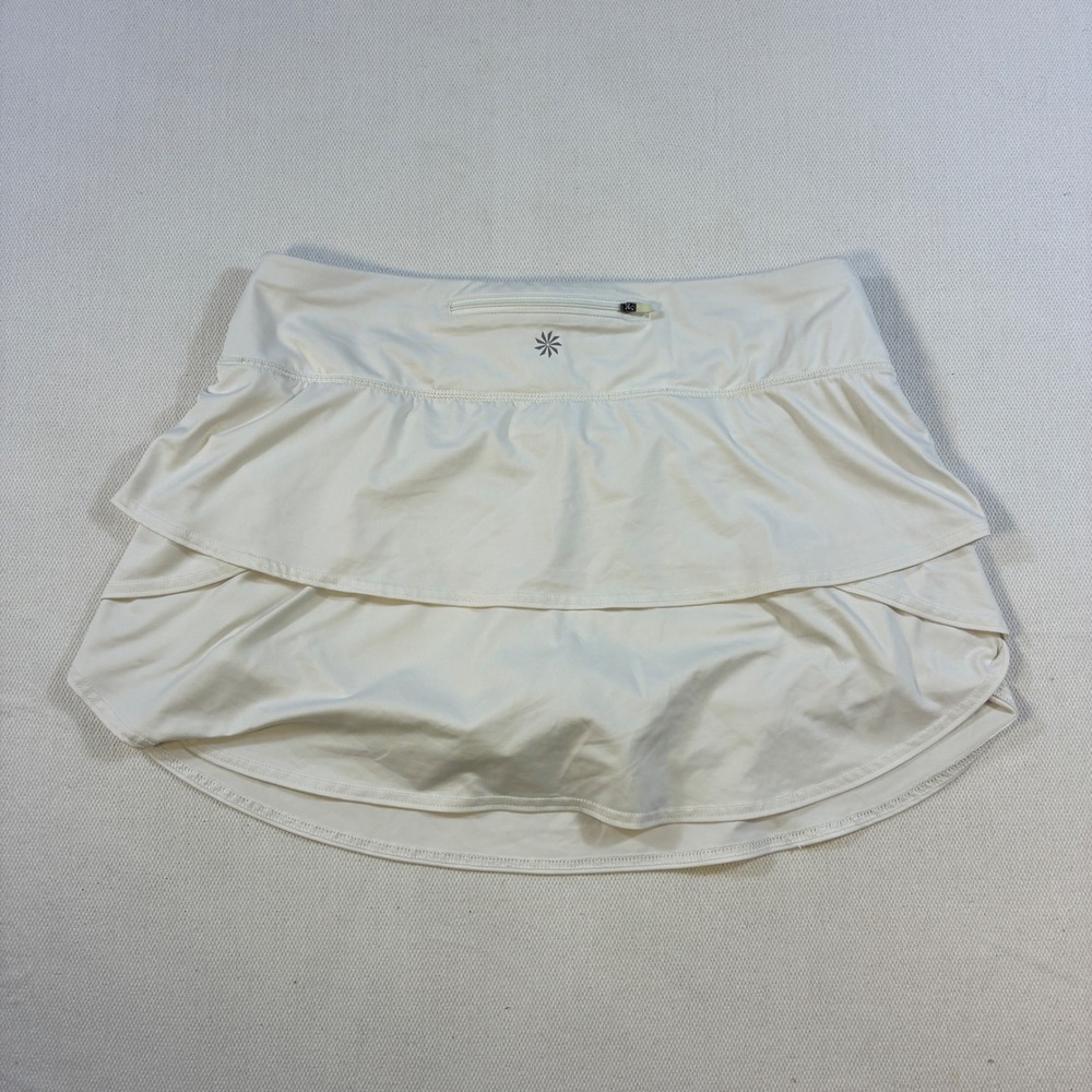 Athleta Women's Large‎ White Tiered Ruffle Skort Tennis Golf Activewear Skirt